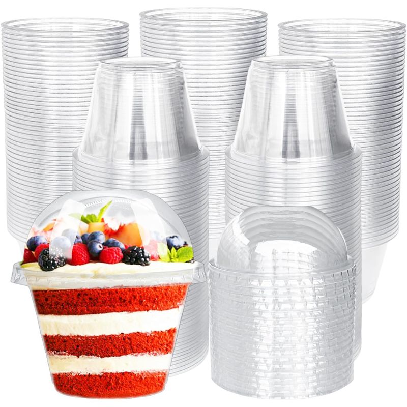 GENERICO - Vaso Pet con Tapa Domo Sin Hoyo 265ml - 9oz 50 unidades