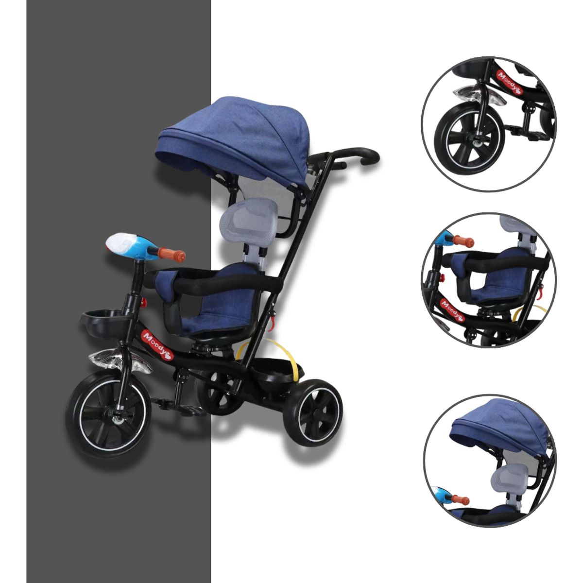 U BUY - Triciclo para niños y bebés con sombrilla y pedales Azul