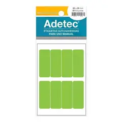 ADETEC - 80 Etiquetas Manual Rectangular Flúor 20x50 mm