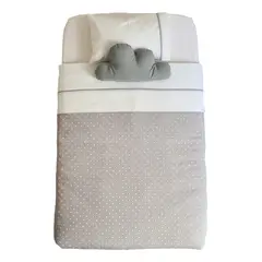 MI COCO - Set Cuna Corral Pack and Play Gris Puntitos Colchón 70x100 cms