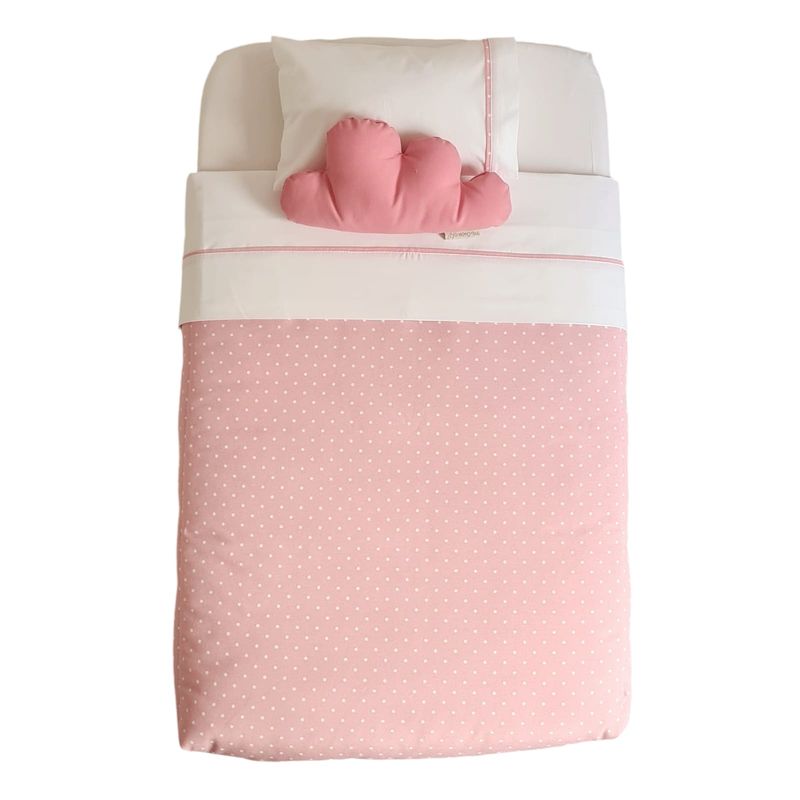 MI COCO - Set Cuna Corral Pack and Play Rosado Puntitos Colchón 70x100 cms