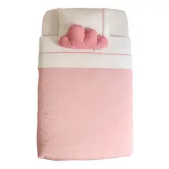 MI COCO - Set Cuna Corral Pack and Play Rosado Puntitos Colchón 70x100 cms