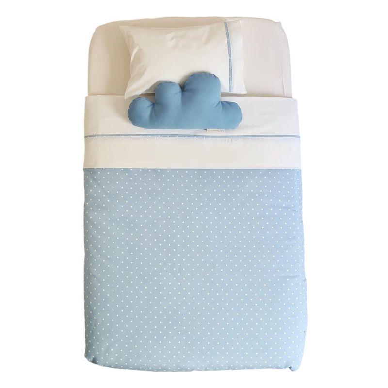 MI COCO - Set Cuna Corral Pack and Play Celeste Puntitos Colchón 70x100 cms