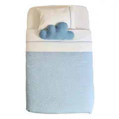 MI COCO - Set Cuna Corral Pack and Play Celeste Puntitos Colchón 70x100 cms