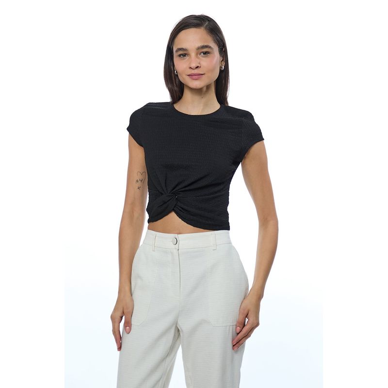 IO - Polera Manga Corta Negro Mujer Io