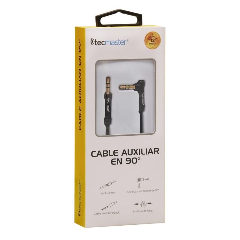 TECMASTER - Cable Auxiliar 3 Metros en 90° Negro Tecmaster
