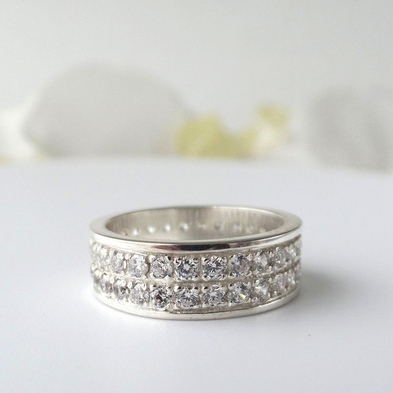 GENERICO - TALLA 13 Anillo infinito doble de plata con circones