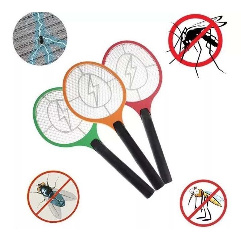 GENERICO - Raqueta mata moscas, mosquito... electrica  220 V naranja