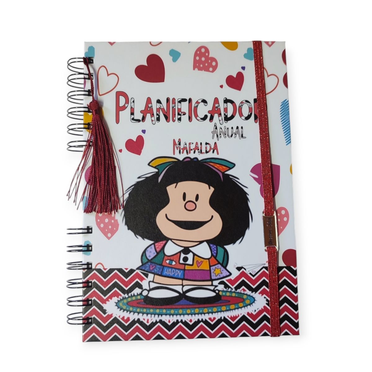 INDEPENDIENTE - Planificador Anual  Mafalda fondo corazones