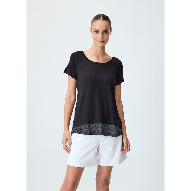 ASH - Polera Manga Corta Negro Mujer Ash