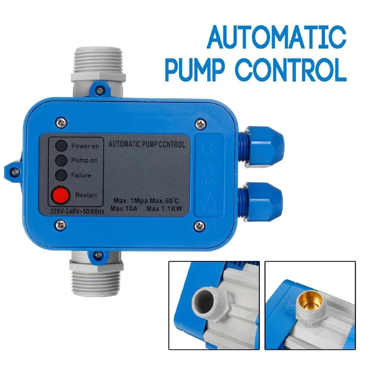 GENERICO - Controlador Eléctrico Automático de Presión de Agua 10bar Manómetro
