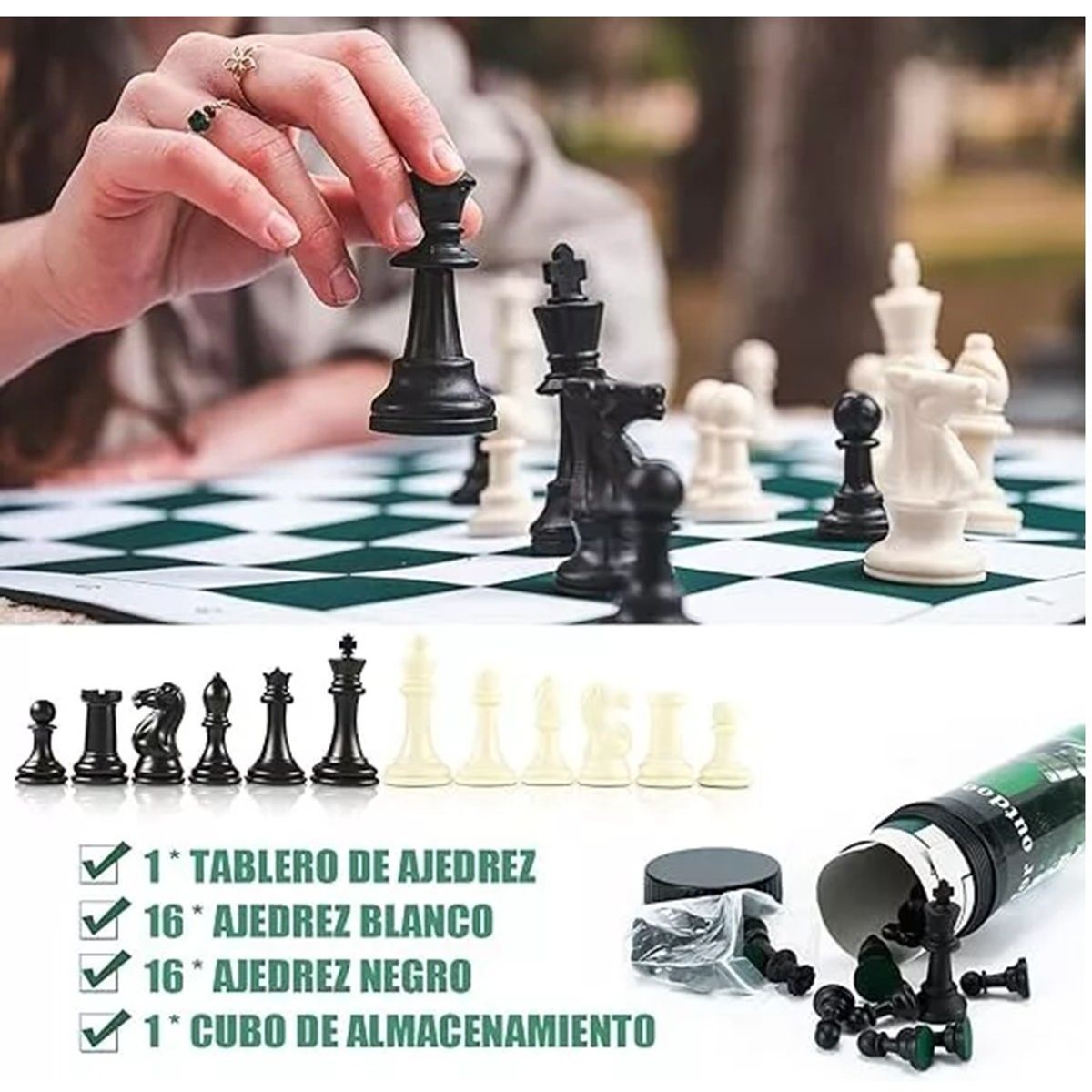 GENERICO - Tablero Ajedrez Calidad Profesional Grande Enrollable