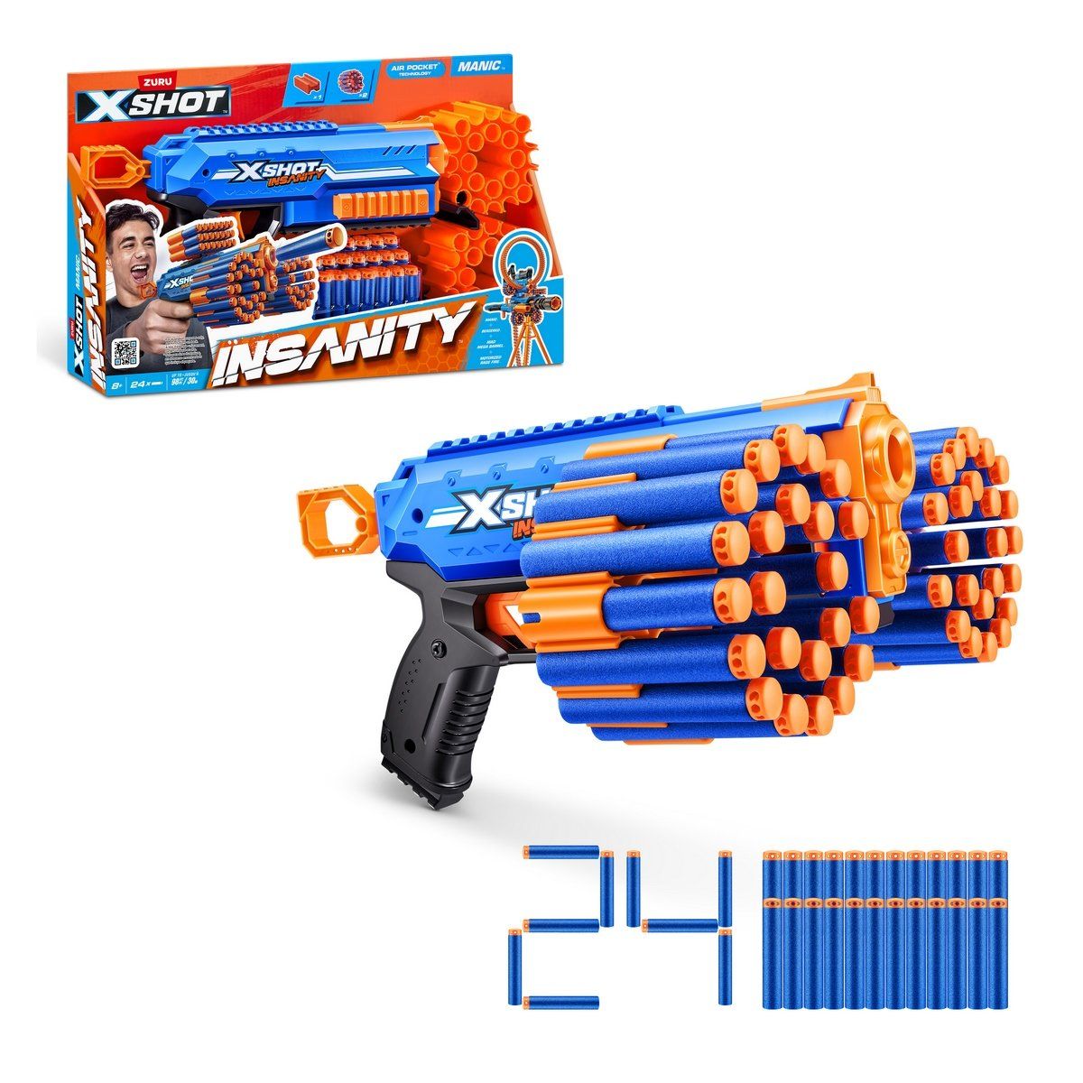 X-SHOT - Lanzador de dardos X SHOT Insanity Manic 24 dardos