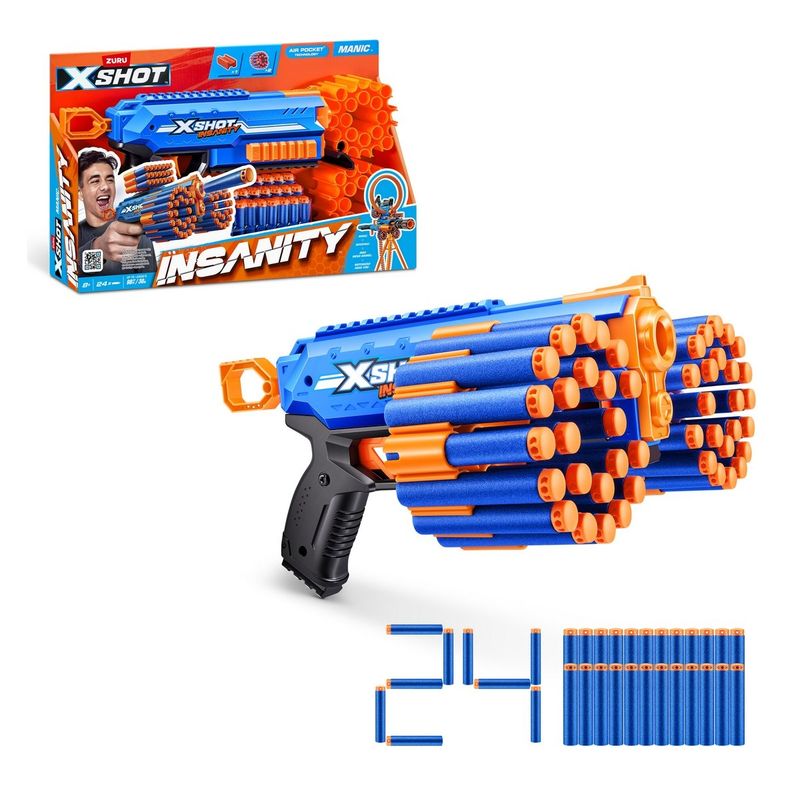 X-SHOT - LANZA DARDOS INSANITY MANIC CON 24 DARDOS X-SHOT