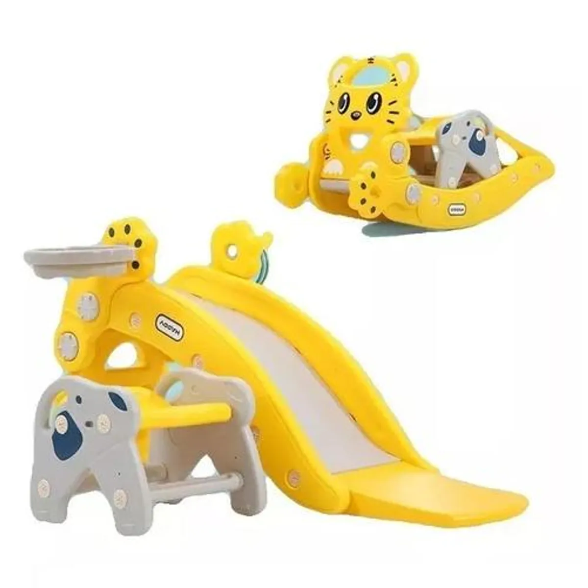 GENERICO - Resbalín caballo mecedora aro de basquet amarillo