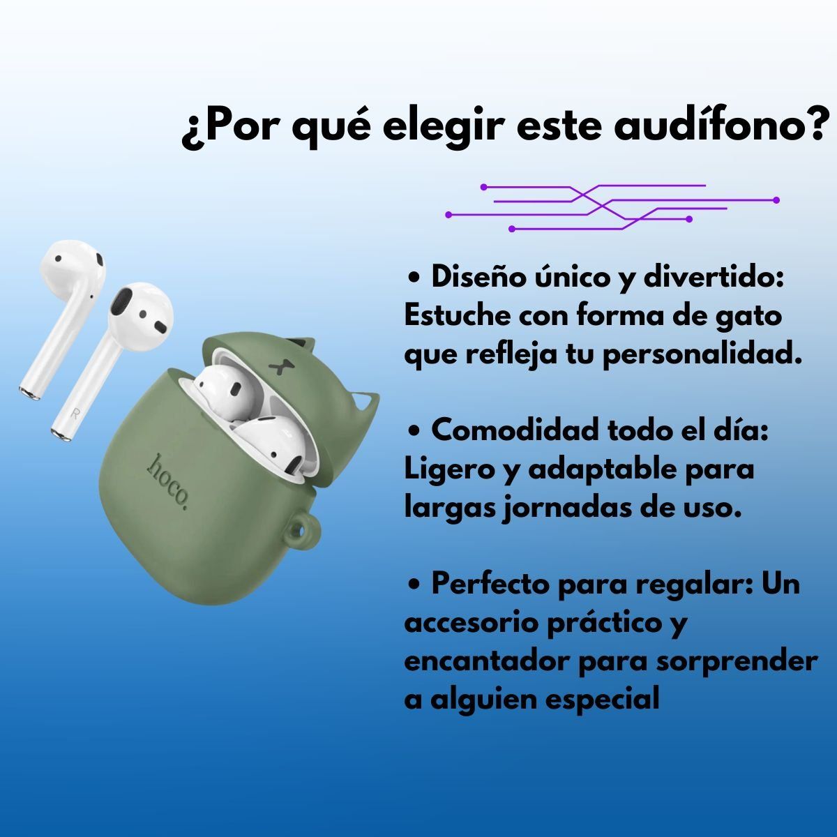 HOCO - Audífonos Hoco EW45 In Ear TWS Bluetooth Forest Cat  Verde