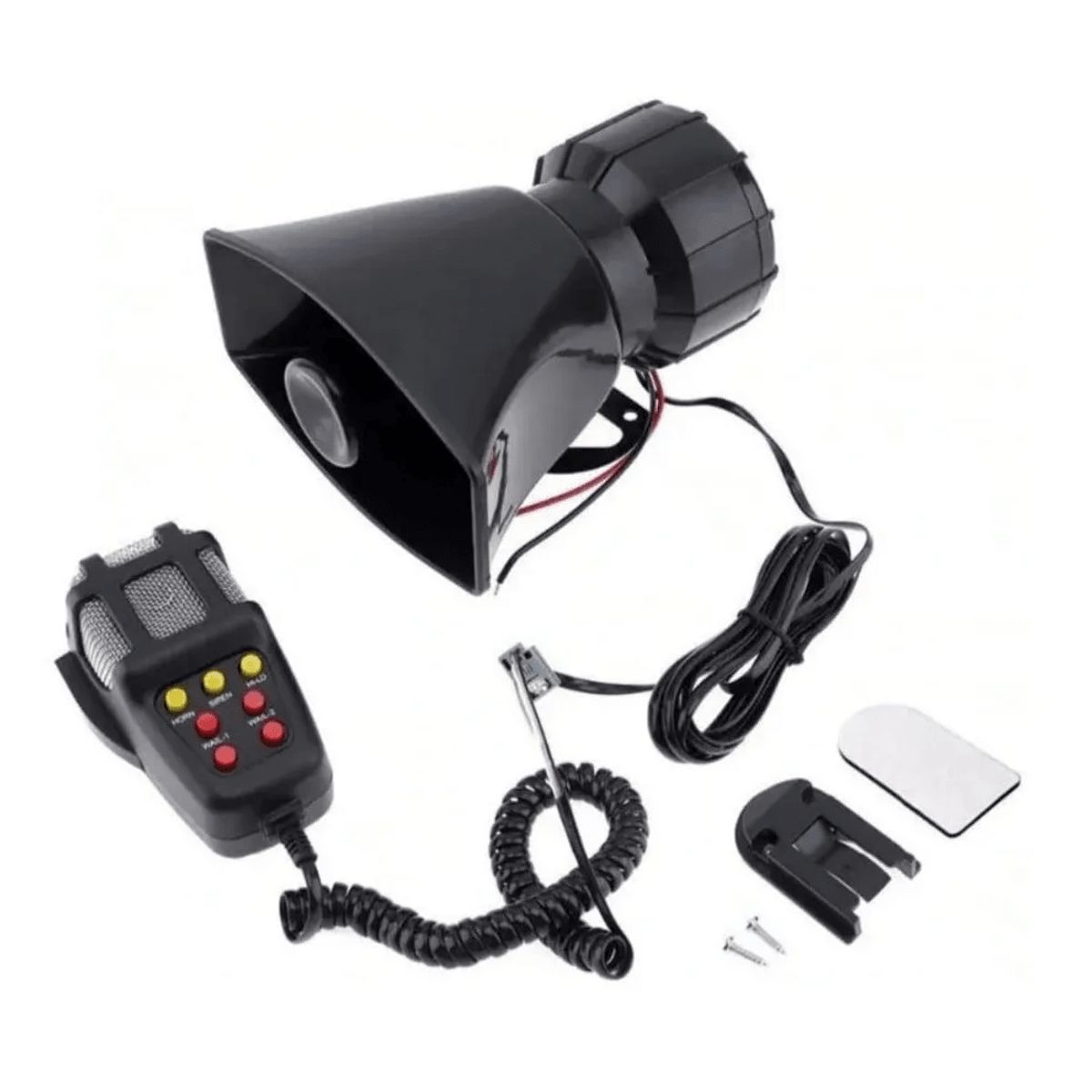 GENERICO - Sirena Bocina 100W para Auto o Moto – 7 Tonos + Megáfono