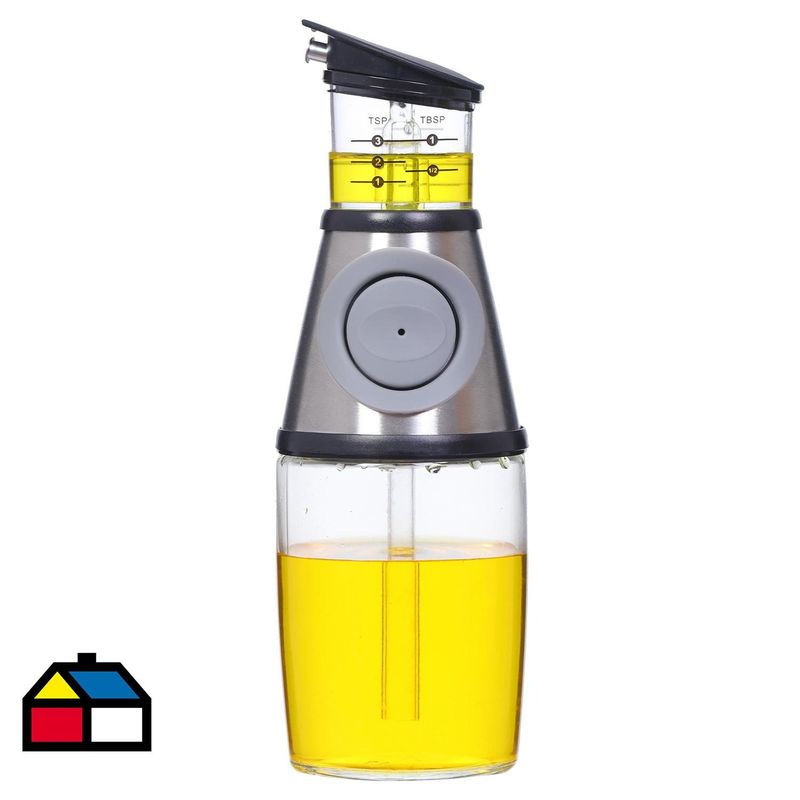 GENERICO - Alcuza con medidor 250 ml vidrio acero