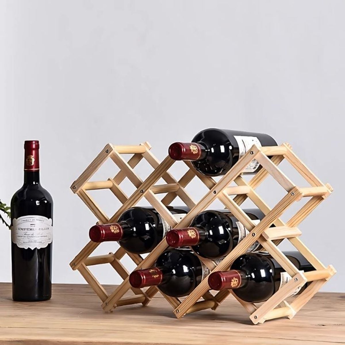 CRUSEC - Estante Para 10 Botellas de Vino Plegable