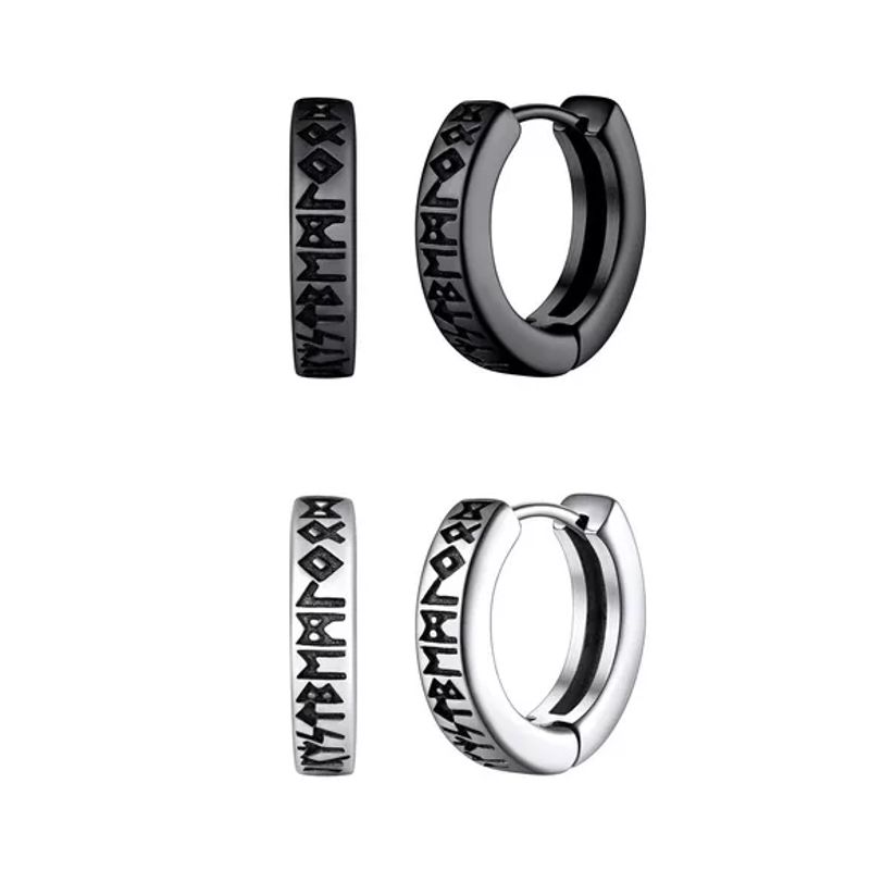 GENERICO - Pack 2 Pares Aros Runas Vikingas Hombre Mujer Piercing Oreja