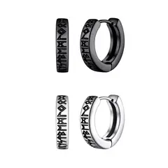 GENERICO - Pack 2 Pares Aros Runas Vikingas Hombre Mujer Piercing Oreja
