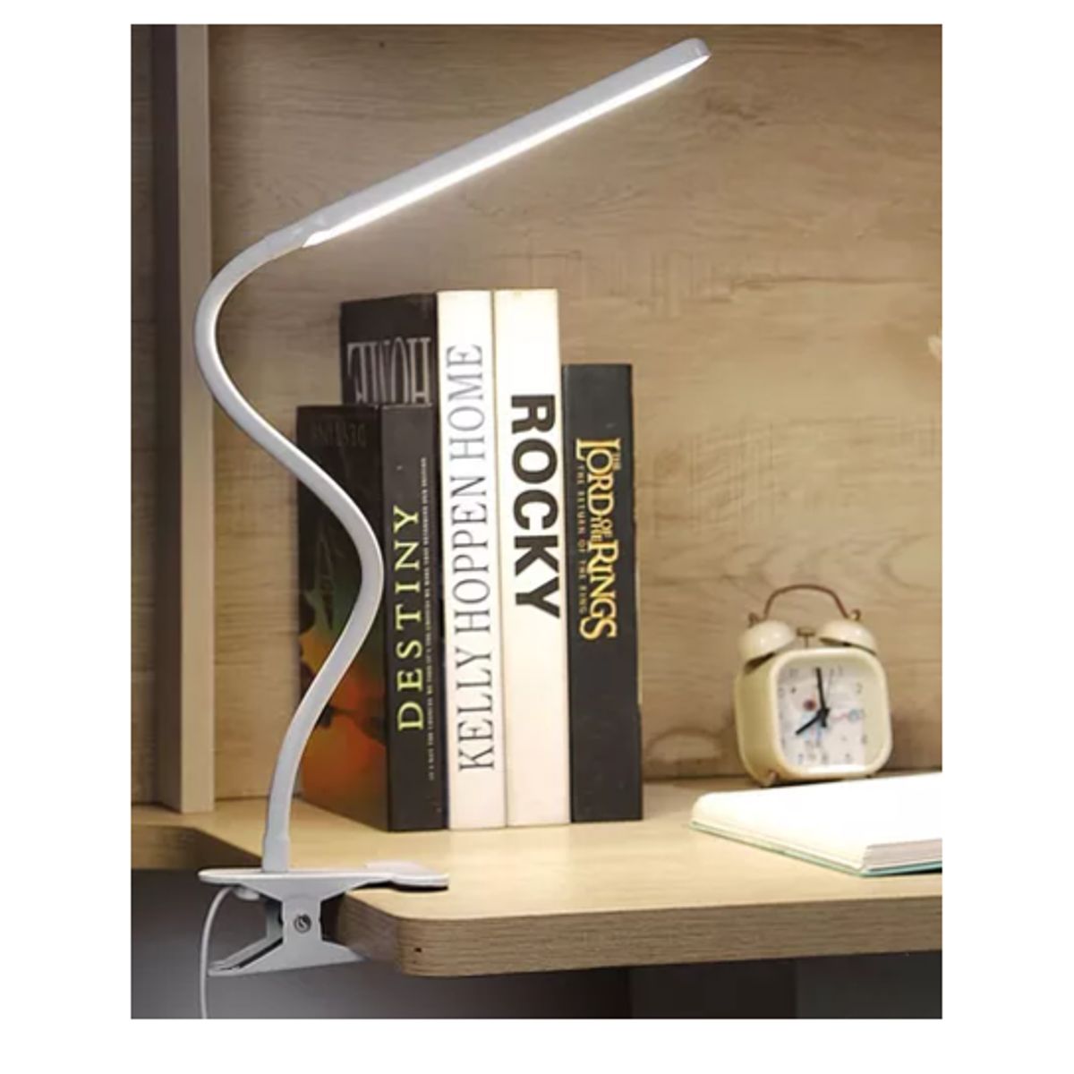 GENERICO - Lámpara Led Flexible Con Pinza Luz Regulable Para Lectura BLANCO