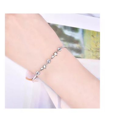 Imagen 2 del producto Pulsera Plata 925 Ajustable Estrellas Circón En Oro Blanco