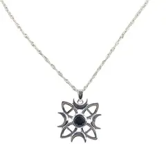 GENERICO - Collar Nudo de Bruja Plata Ónix Hécate