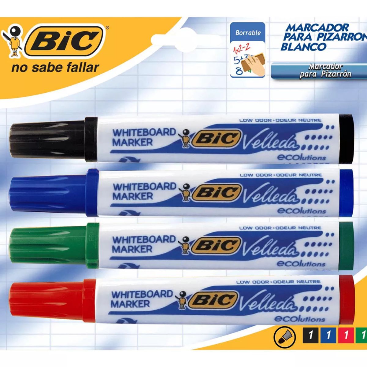 GENERICO - Marcador Para Pizarra BIC Eco Surtidos 4 Unidades Redondos