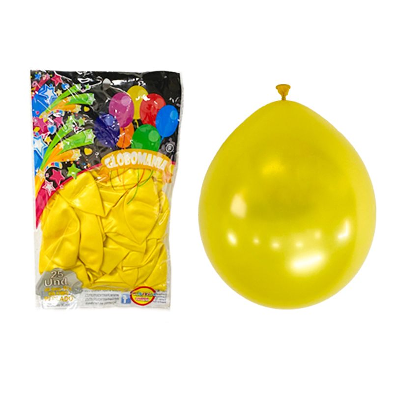 GENERICO - GLOBO 09 STANDARD PERLADO AMARILLO X 25 UNI