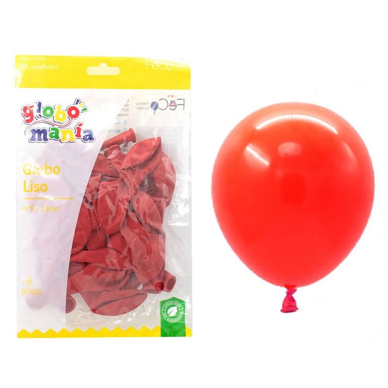 GENERICO - GLOBO 5 STANDARD ROJO X25 UNI