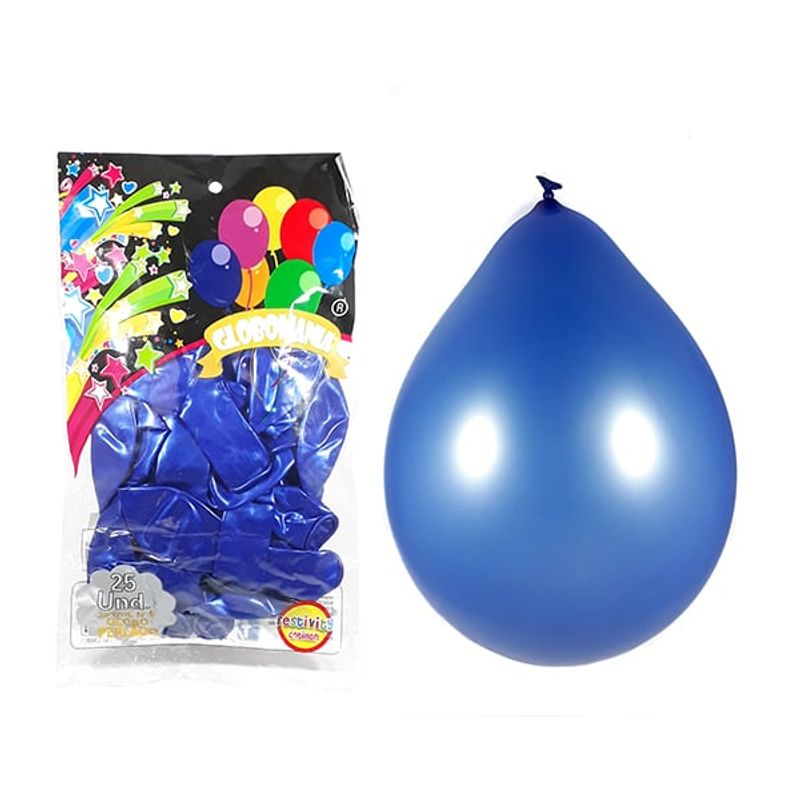 GENERICO - GLOBO 09 STANDARD PERLADO AZUL X 25 UNI