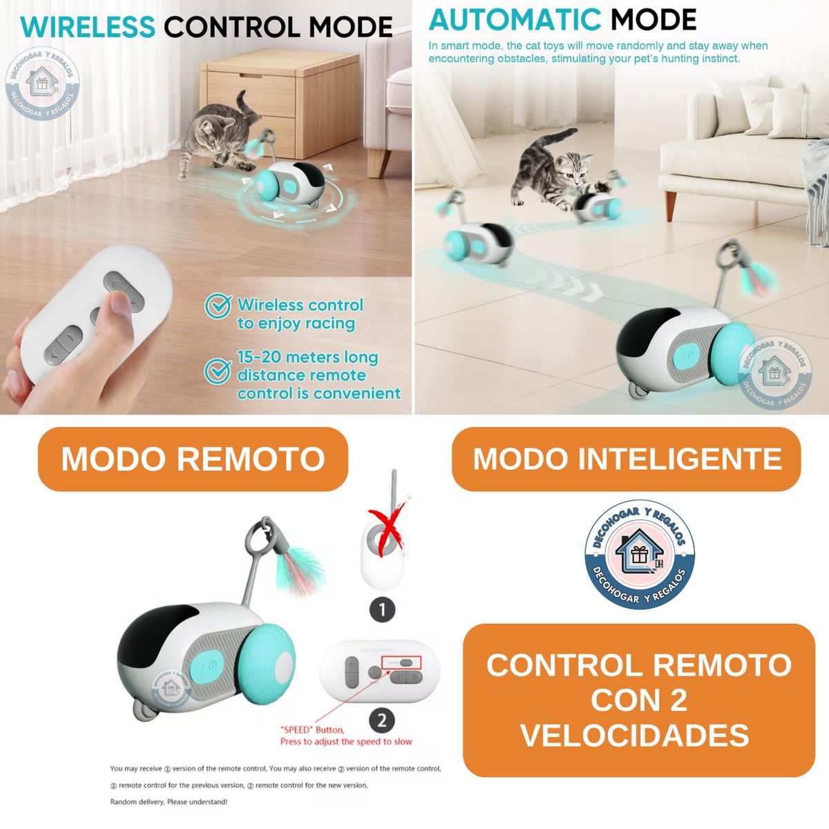 GENERICO - Juguete Car Interactivo Inteligente Gatos Con Control Remoto