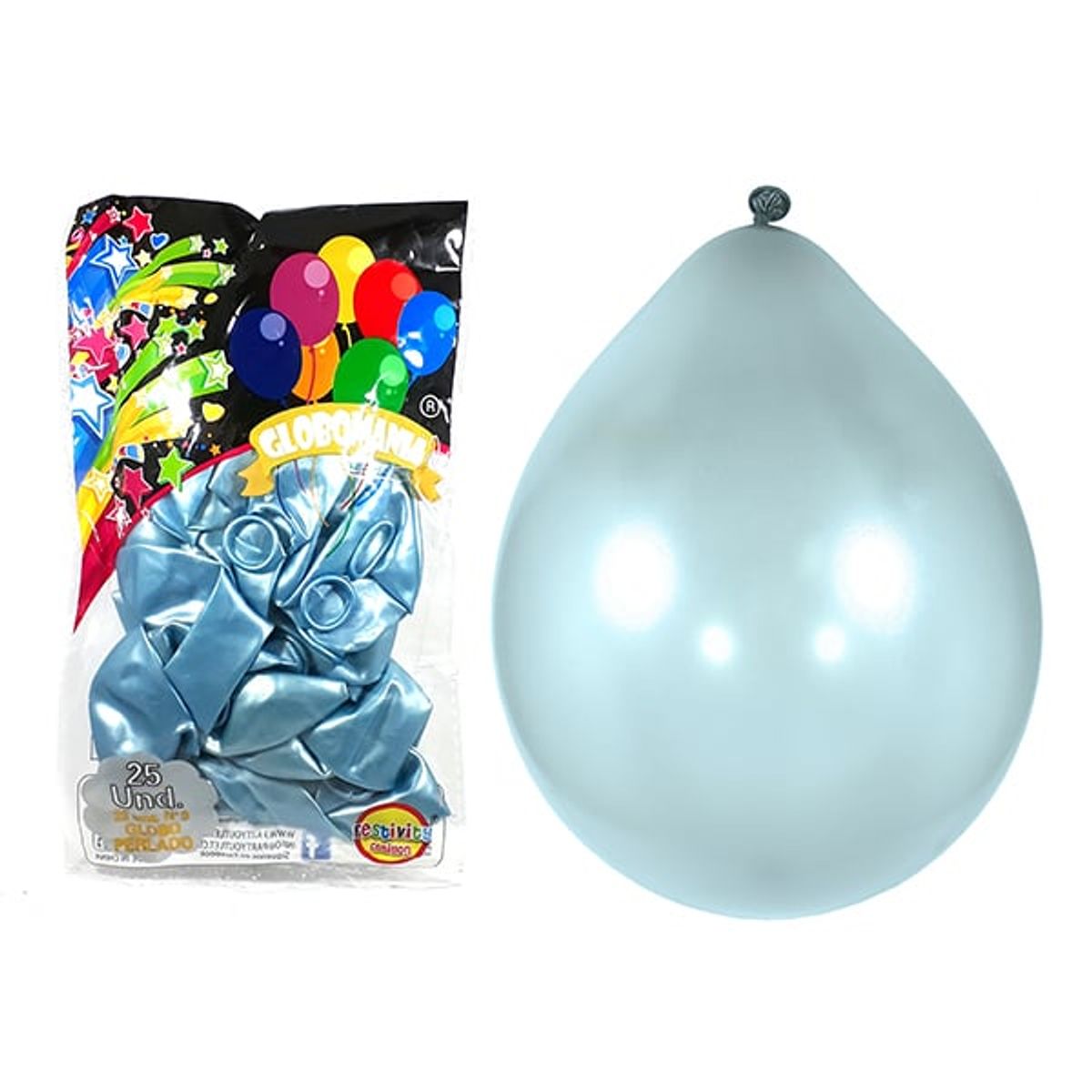 GENERICO - GLOBO 09 STANDARD PERLADO CELESTE X 25 UNI