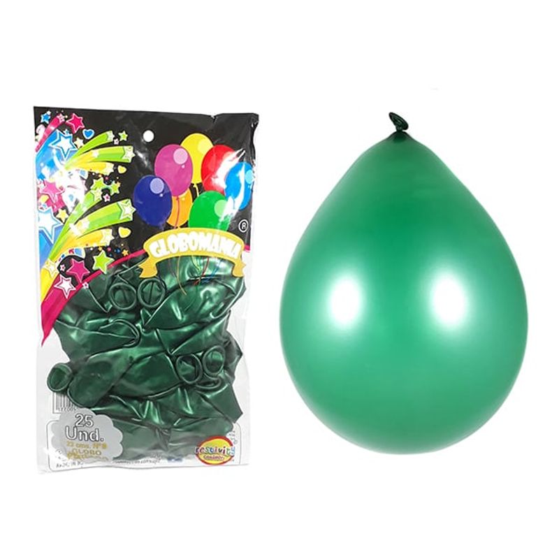 GENERICO - GLOBO 09 STANDARD PERLADO VERDE X 25 UNI