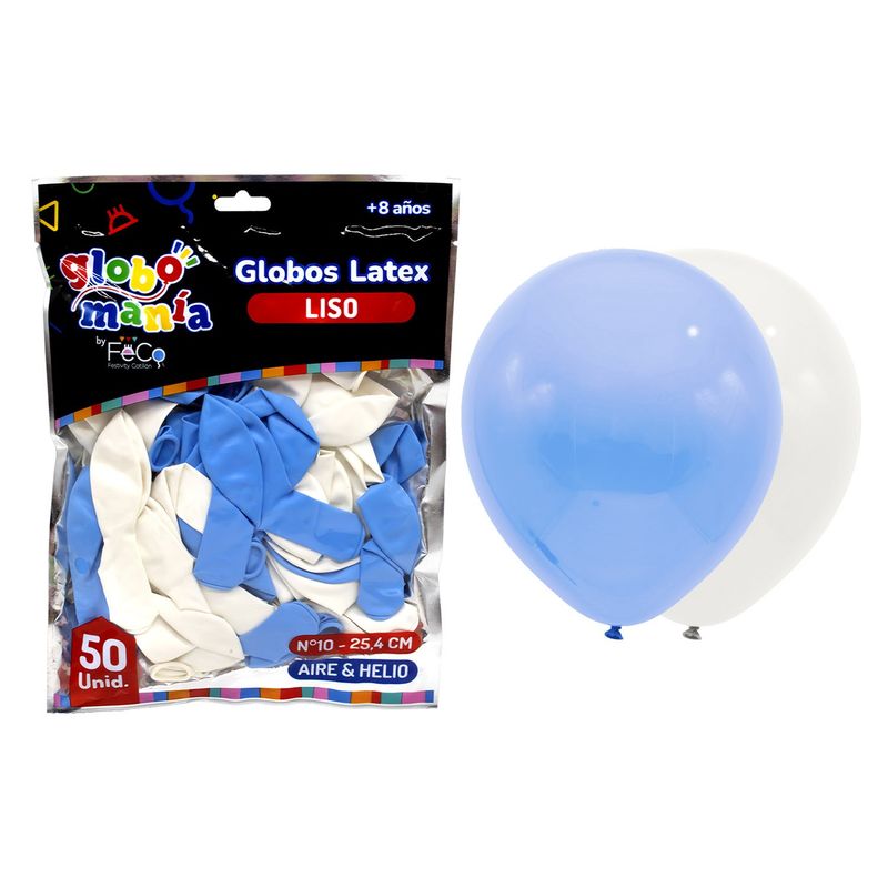 GENERICO - GLOBO 10 BLANCO/CELESTE X50UNI