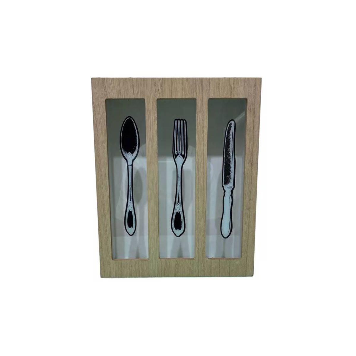 GENERICO - Caja Para Utensilios De 3 Compartimientos De Madera Con Tapa