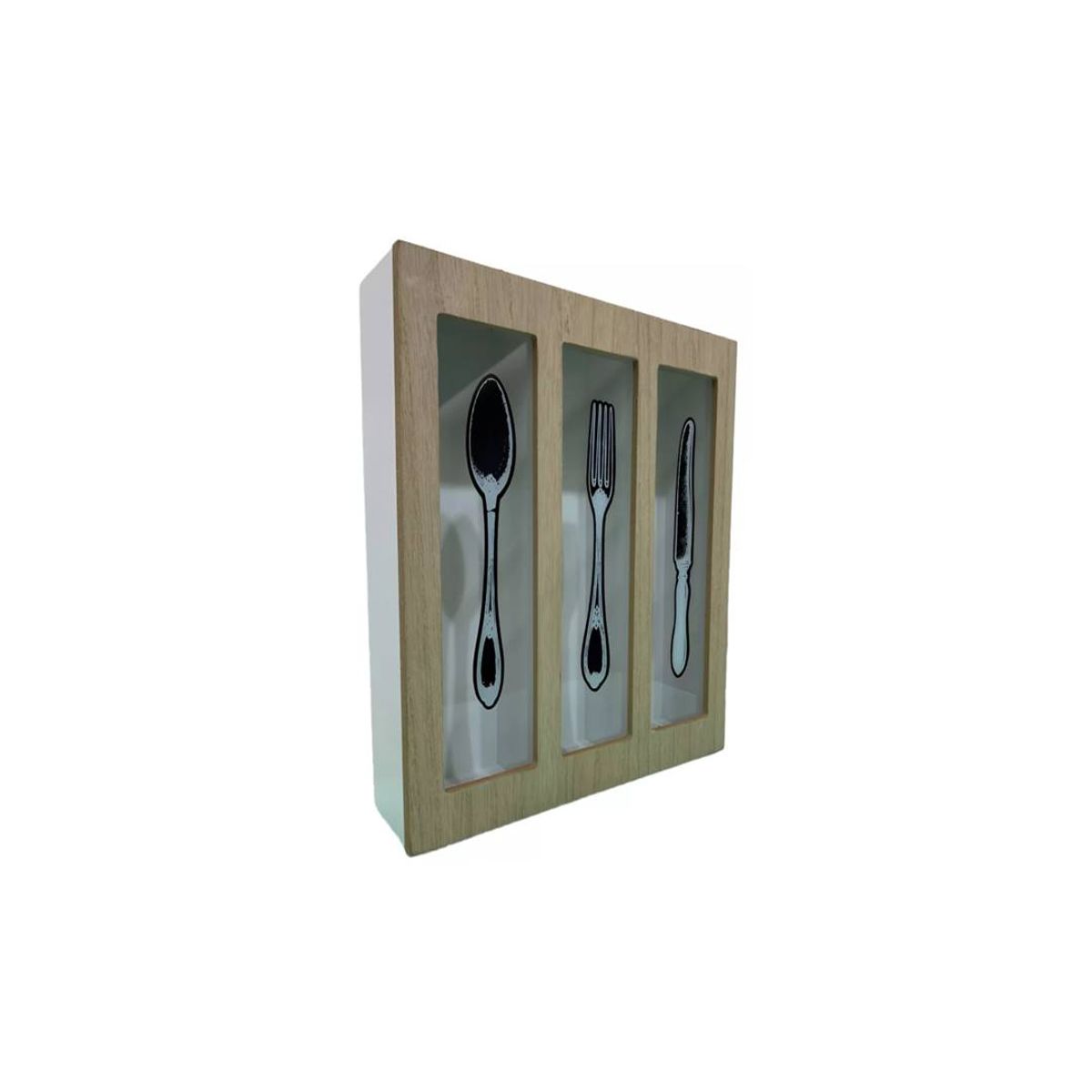 GENERICO - Caja Para Utensilios De 3 Compartimientos De Madera Con Tapa