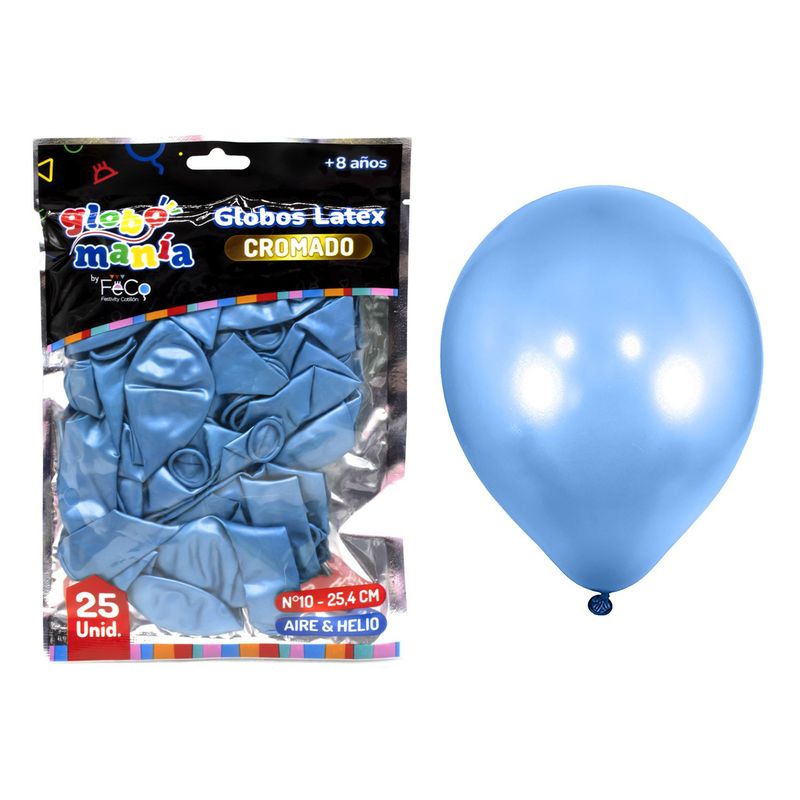 GENERICO - GLOBO 10 CHROME AZUL X25UNI