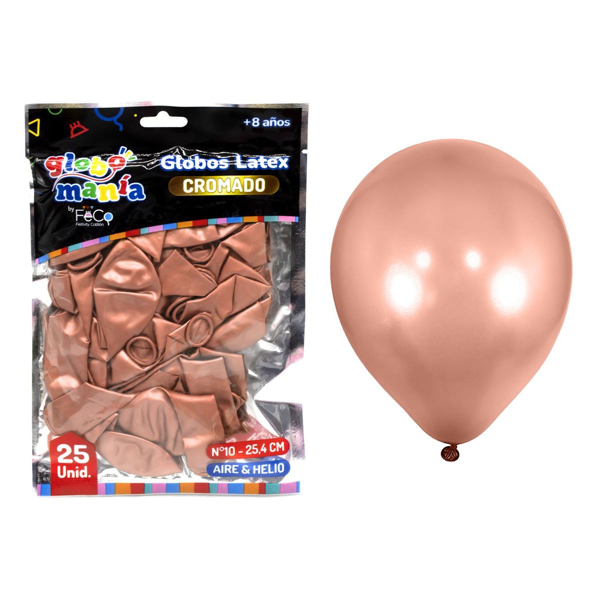GENERICO - GLOBO 10 CHROME ROSE GOLD X25UNI