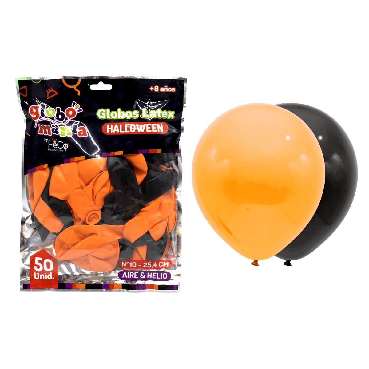 GENERICO - GLOBO 10 NEGRO/NARANJA X50UNI