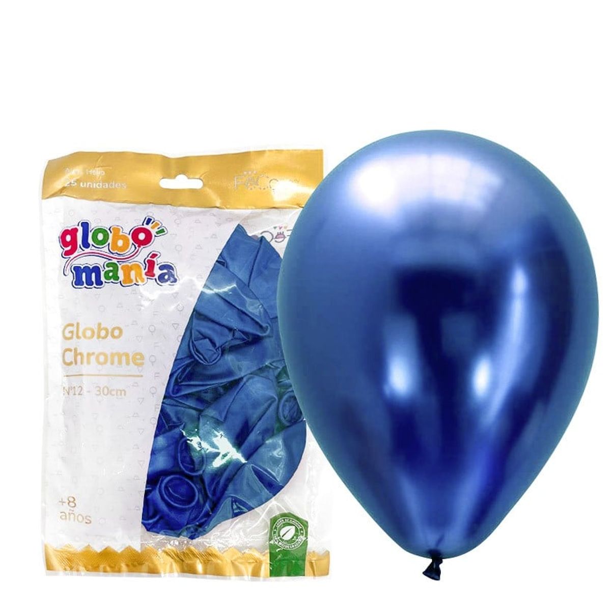 GENERICO - GLOBO 12 CHROME AZUL X25 UNID
