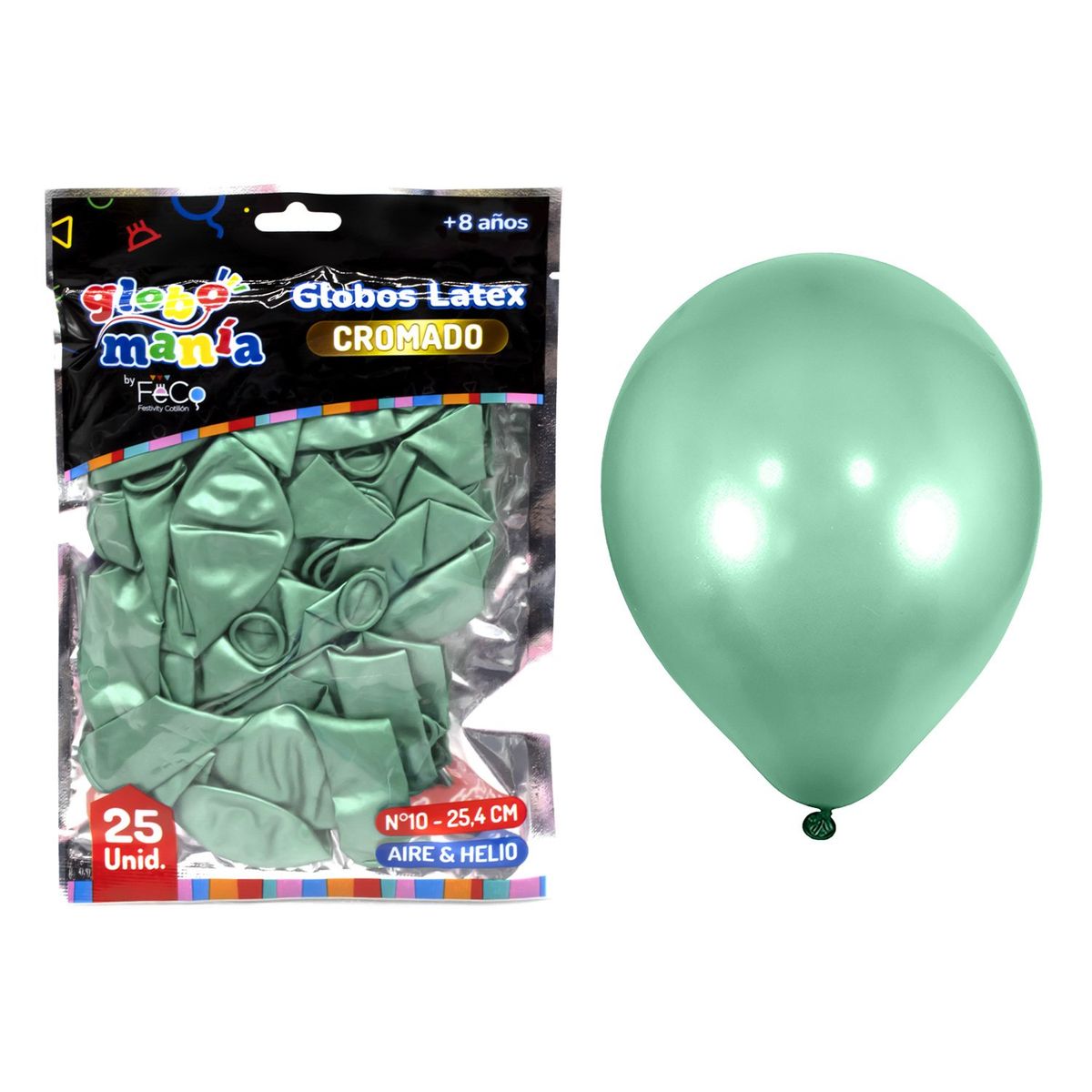 GENERICO - GLOBO 10 CHROME VERDE X25UNI