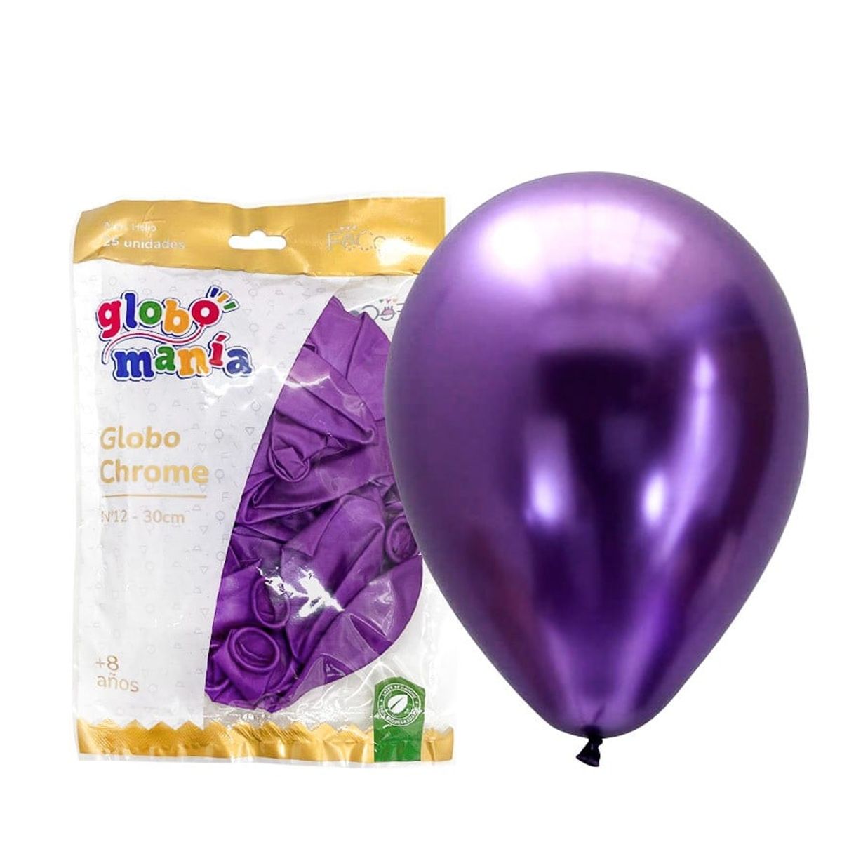 GENERICO - GLOBO 12 CHROME MORADO X25 UNID