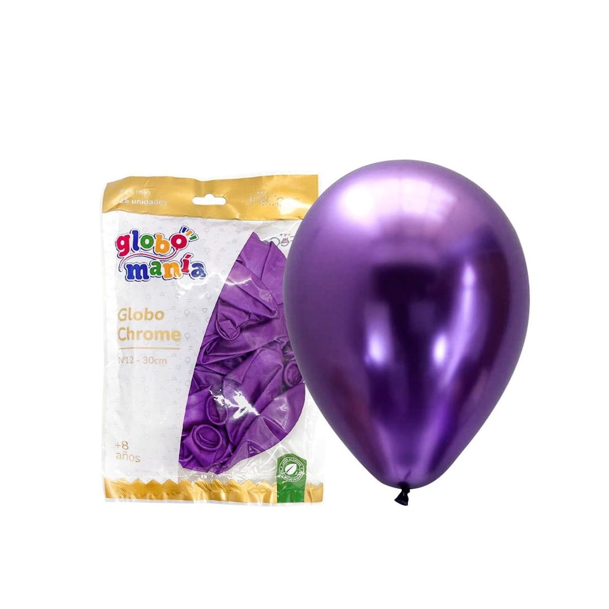 GENERICO - GLOBO 12 CHROME MORADO X25 UNID