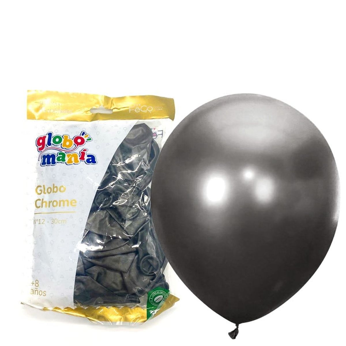 GENERICO - GLOBO 12 CHROME NEGRO X25 UNID