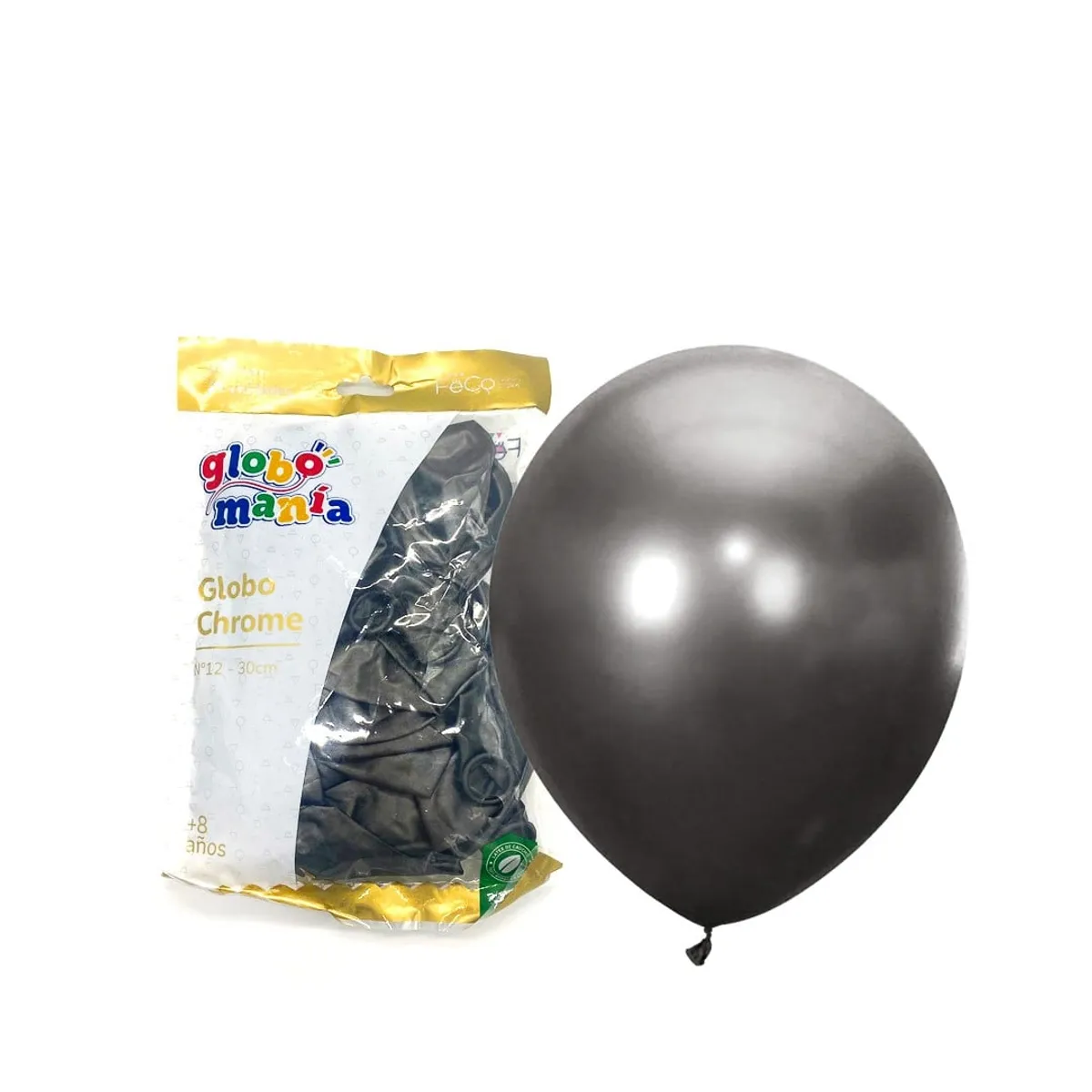 GENERICO - GLOBO 12 CHROME NEGRO X25 UNID