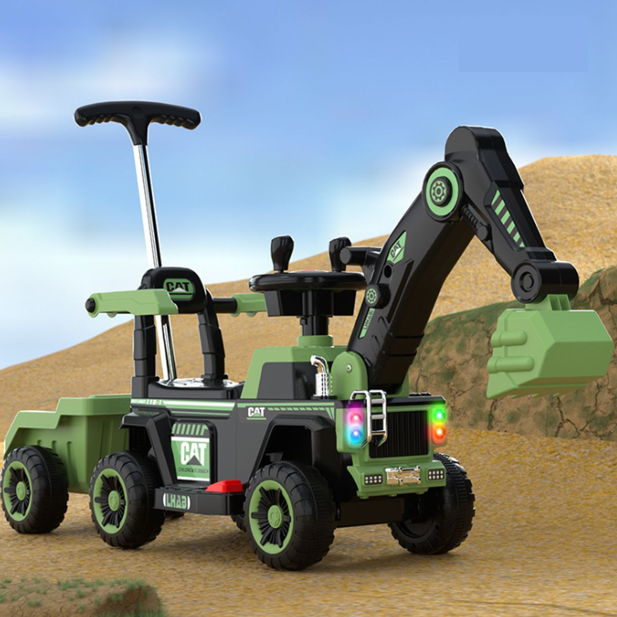 U BUY - Excavadora para niños coche juguete tamaño extra grandeVerde