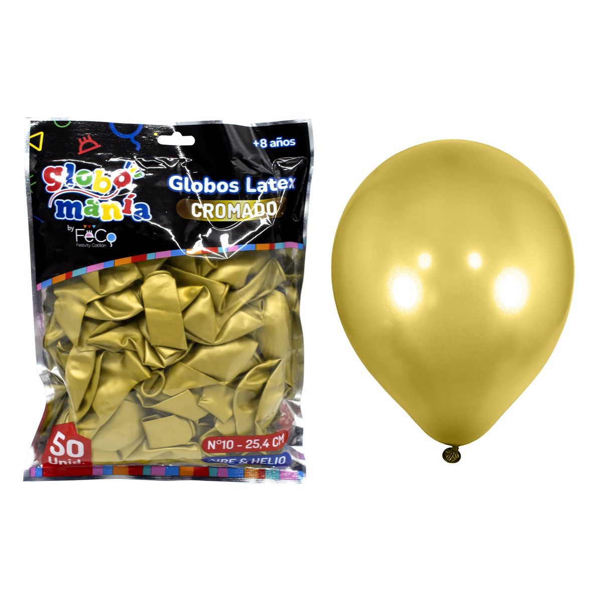 GENERICO - GLOBO 10 CHROME DORADO X50UNI