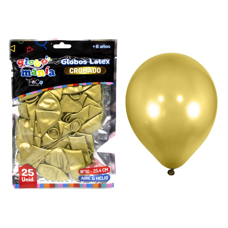 GENERICO - GLOBO 10 CHROME DORADO X25UNI